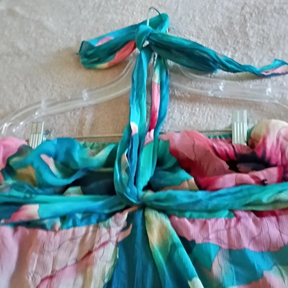 Floral Maxi Boohoo Dress in Blue and Pink Poppy Print.Like New - Picture 9 of 10